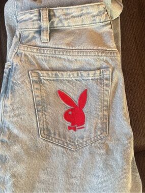 PLAYBOY Light Wash Jeans with Red Bunny Patch